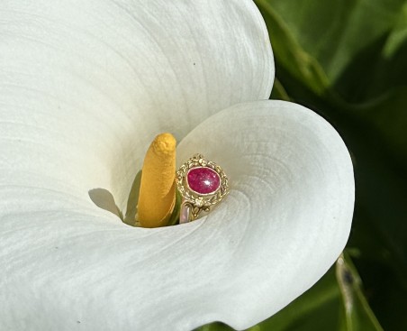 ART NOUVEAU FRENCH RUBIES RING 