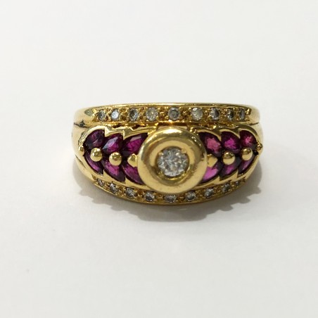 Bague  rubis dimants