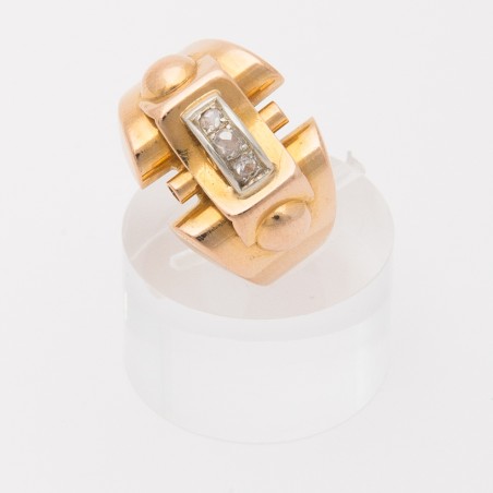 Bague or 1925 et perle de Tahiti 