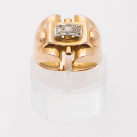 Bague or 1925 et perle de Tahiti 