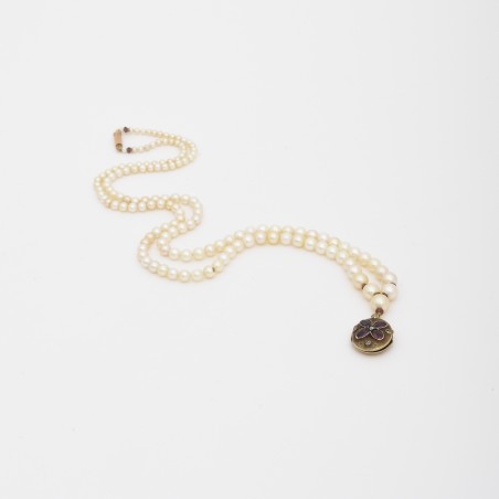Sautoir perles blanches