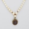 Sautoir perles blanches