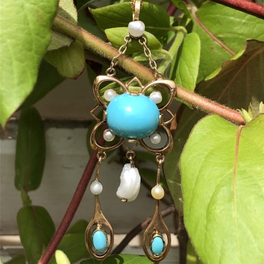 Turquoise and Pearl Talisman