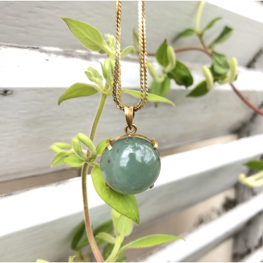 Half sphere Jade and Gold Pendant