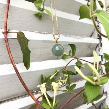 Half sphere Jade and Gold Pendant
