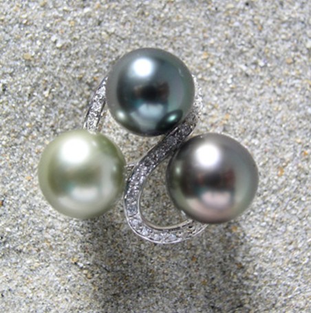 BAGUE 3 PERLES DE TAHITI 