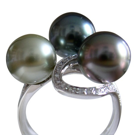 BAGUE 3 PERLES DE TAHITI 