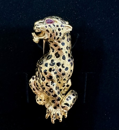Broche panthère or 