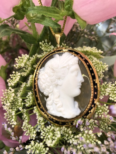 pendentif camée sur agate napoléon III